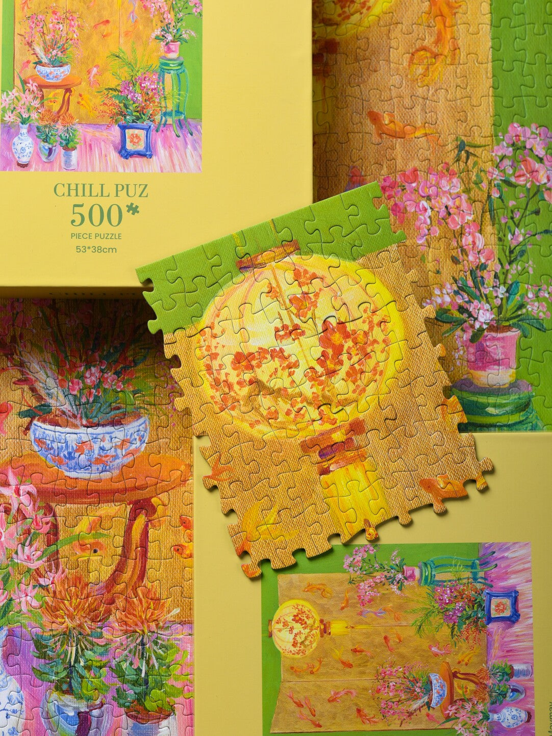 CHILL PUZ Four Gentlemen Among Flowers 500 Piece Puzzle