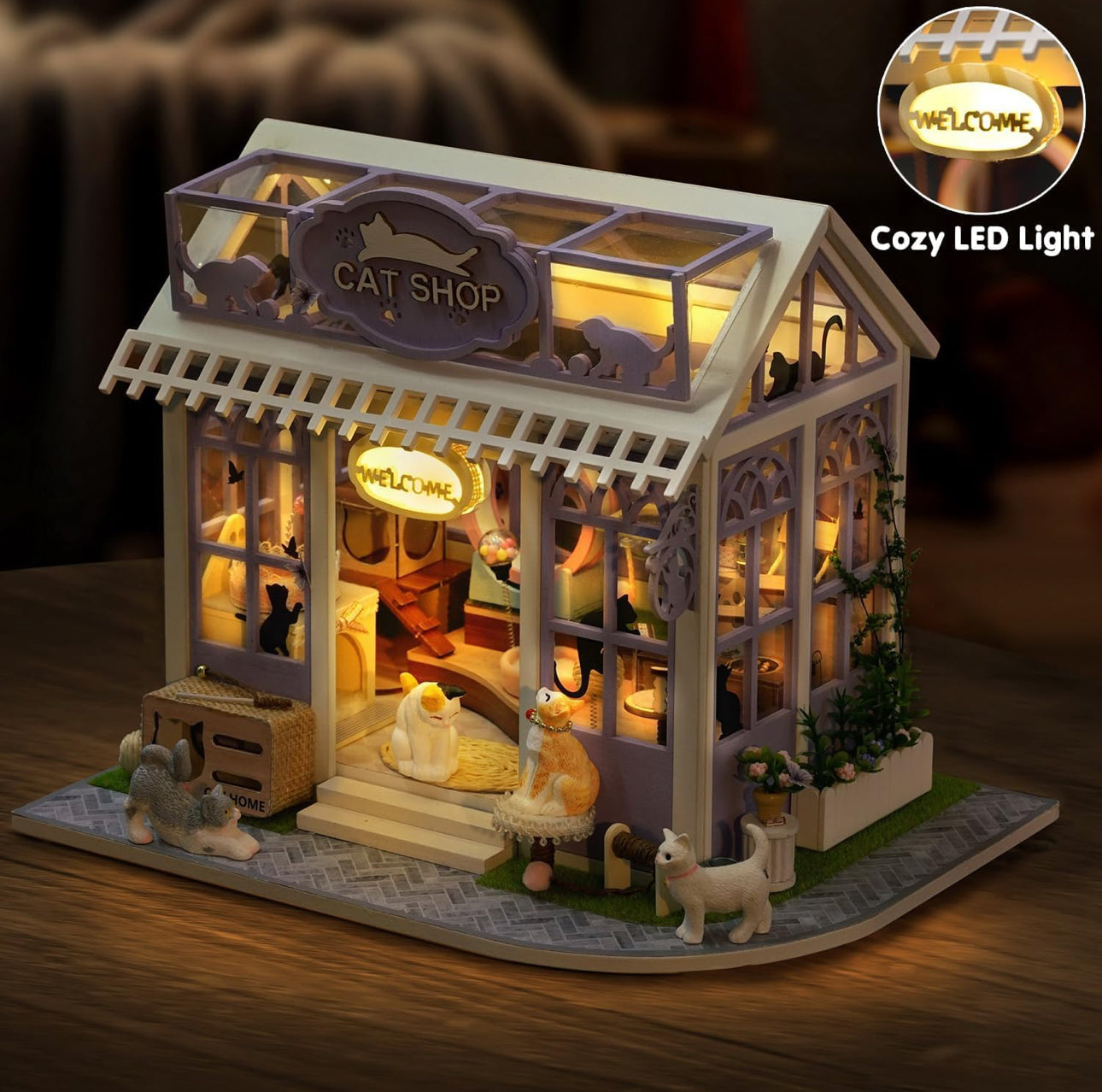 Cat Shop Miniature House – DIY Kit for Cat Lovers