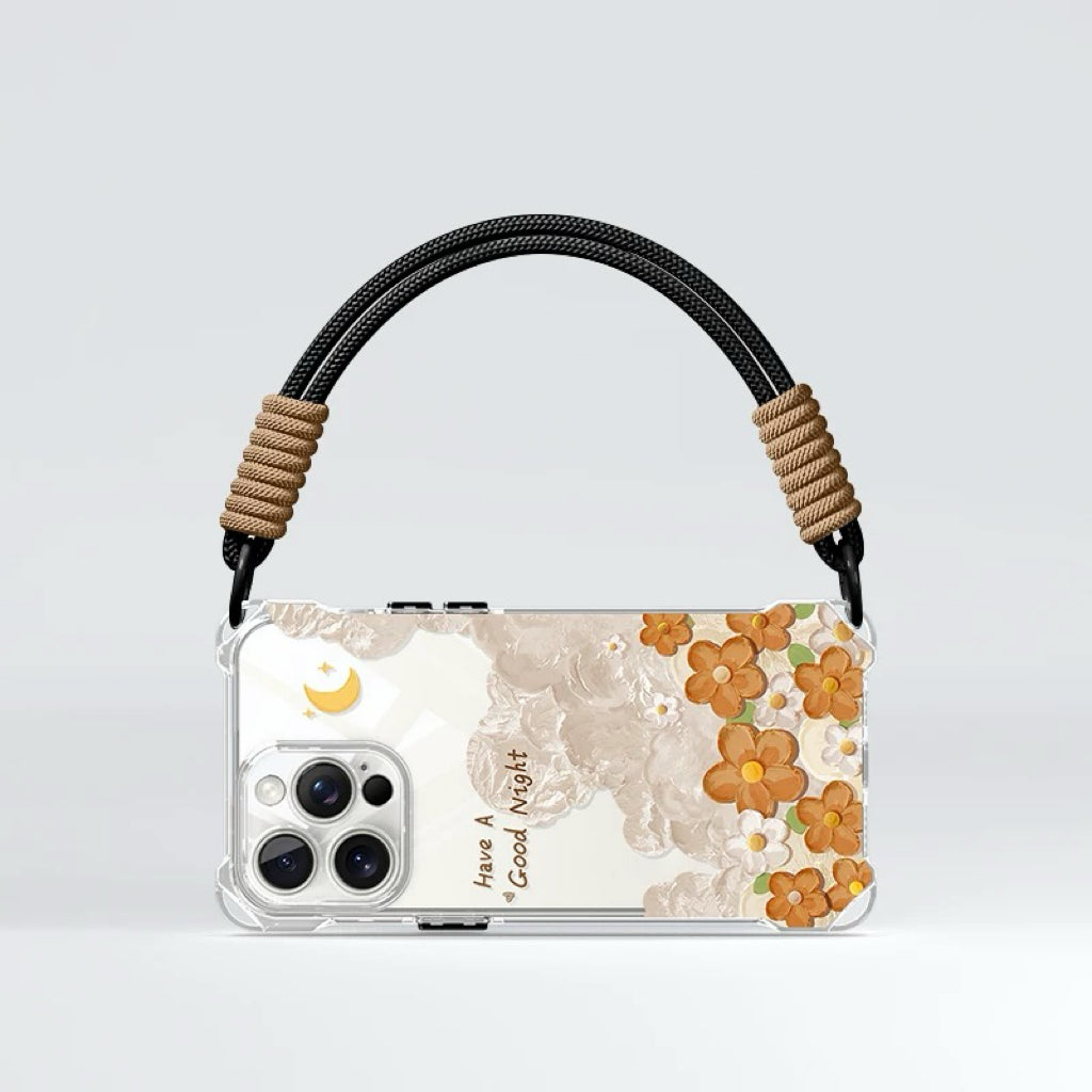 Étui de téléphone à lanières à motif floral de rêve