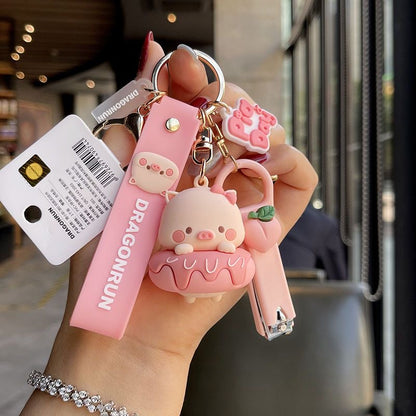Cute Pig Charm Keychain