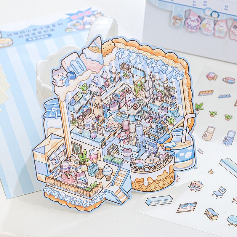 Kawaii Candy House Sticker – Miniature Scene for DIY & Crafts