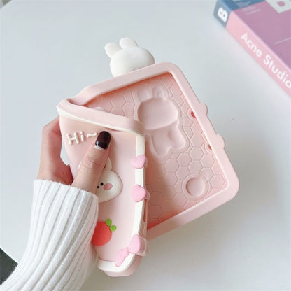 Kawaii Bunny iPad Case with Stand – Pink 3D Shockproof Cover