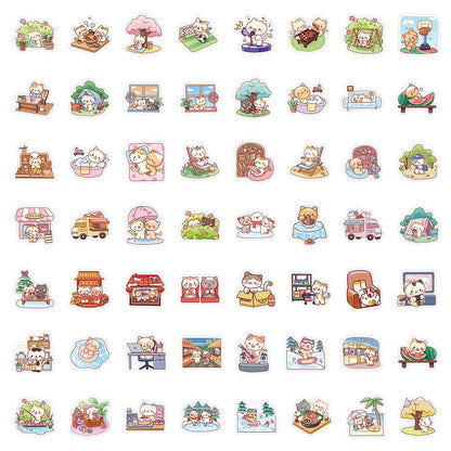 Kawaii Cat Daily Life Stickers 60 Pieces V Boutique Studio