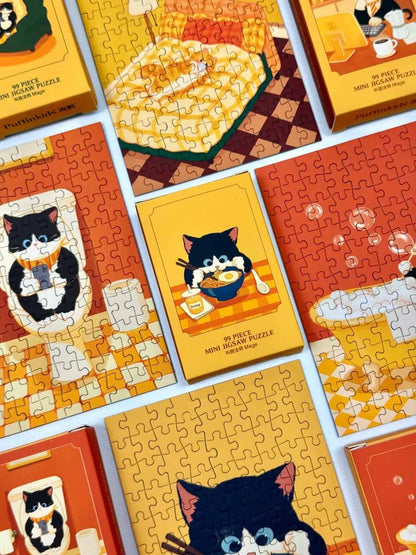 Puffinkids Cozy Cat Life  6 x 99 Piece Mini Jigsaw Puzzle Set