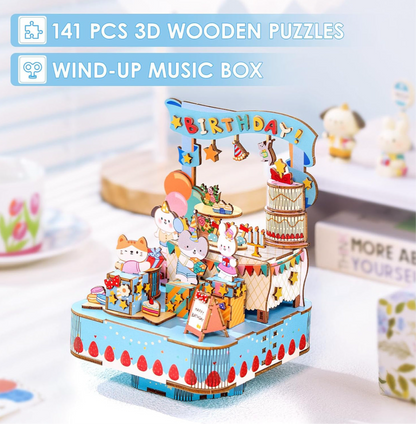 DIY Birthday Cake Music Box – 141pcs Puzzle Kit