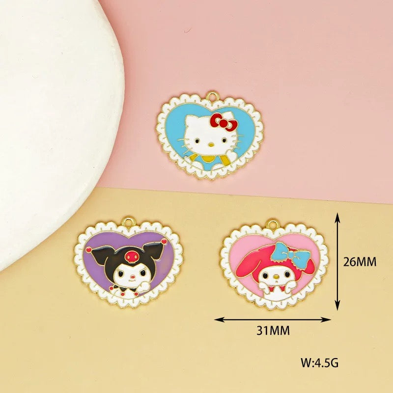 Lovely Sanrio Heart Charms for Jewelry Making