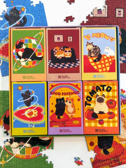 Puffinkids Sparkling Cats 6 x 99 Piece Mini Jigsaw Puzzle Set