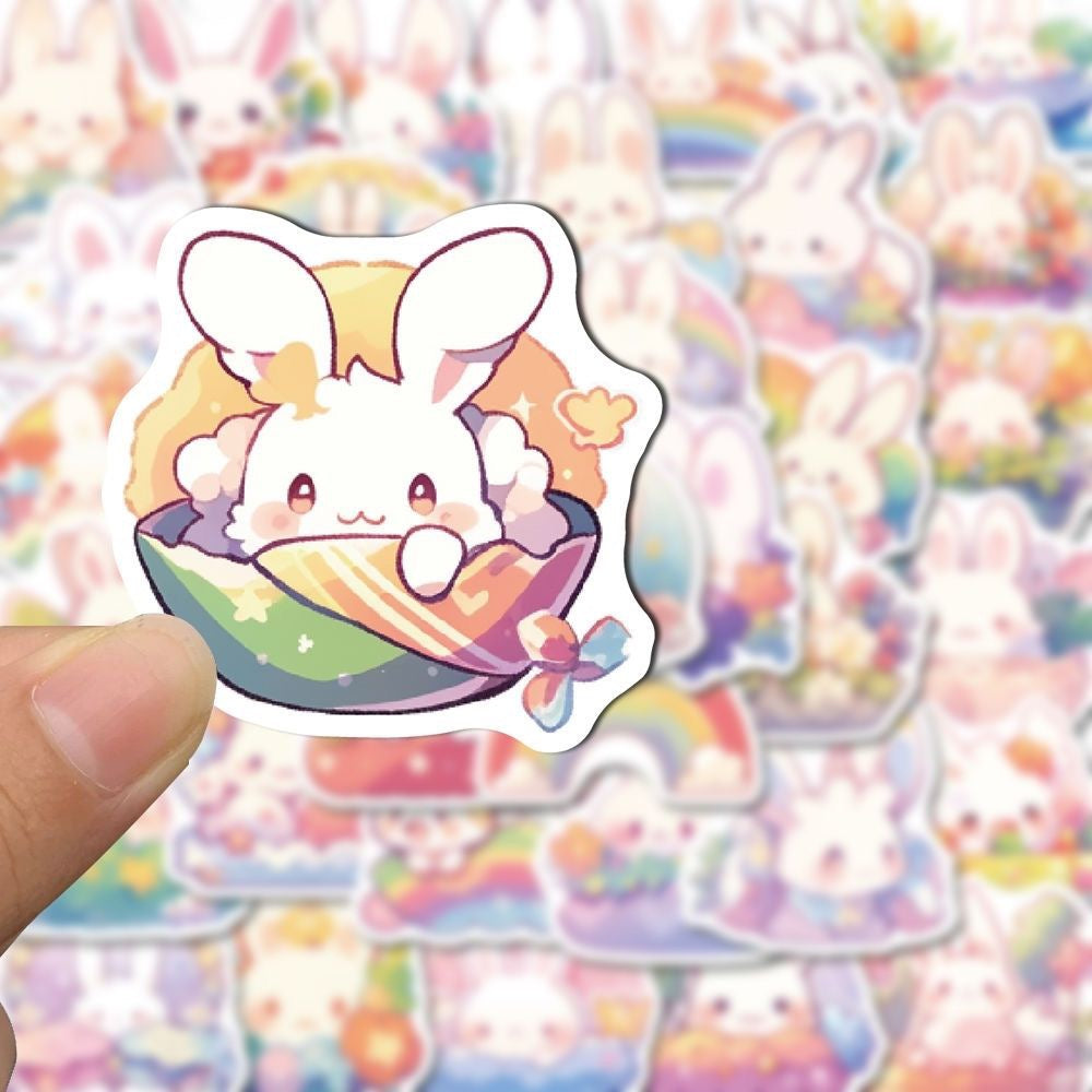 Kawaii Rainbow Bunny Stickers 50 Pcs V Boutique Studio