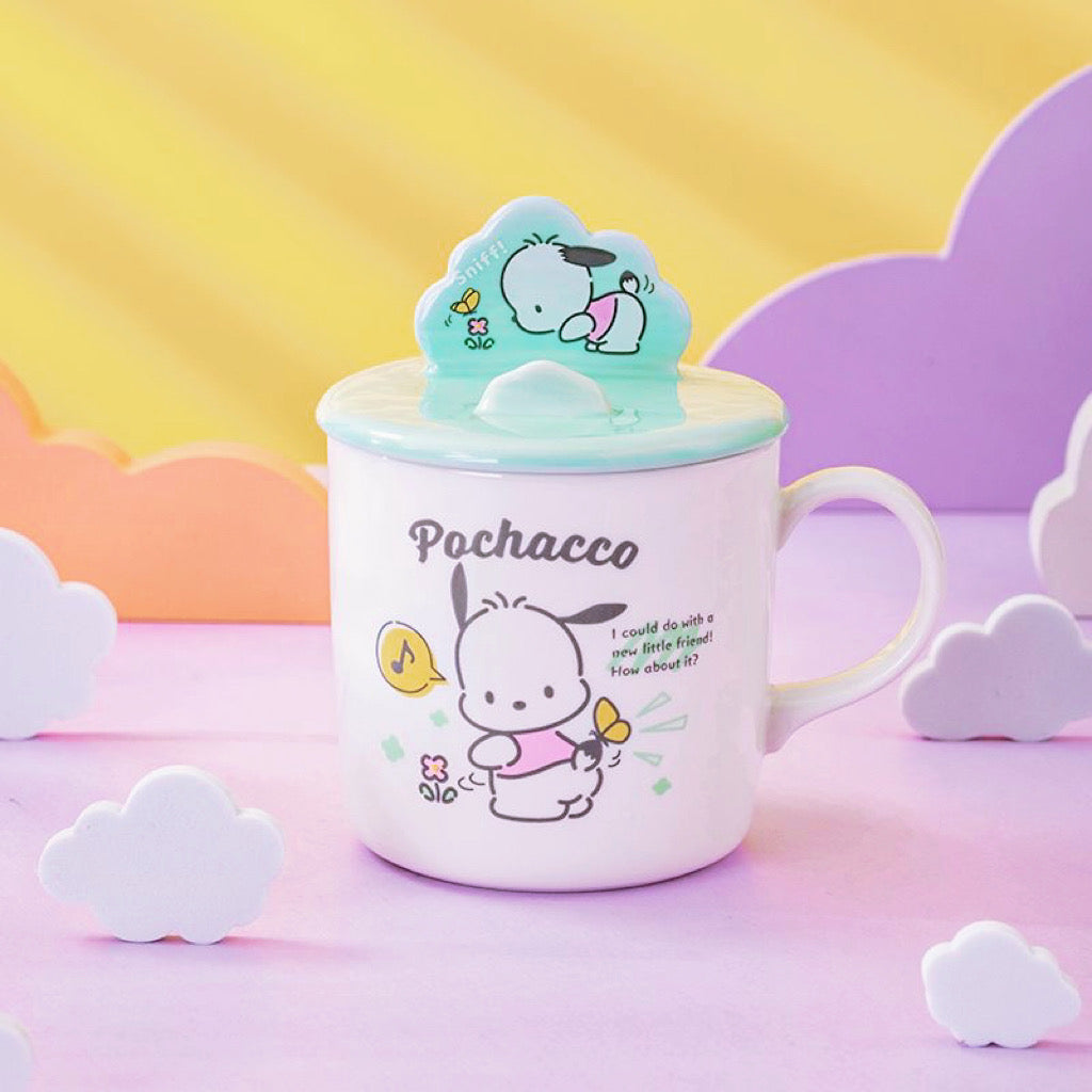 Kawaii Character Ceramic Mug with Lid