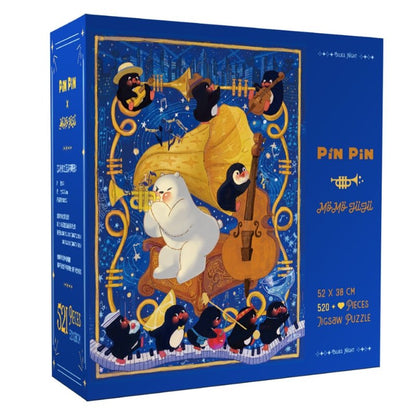 Pin Pin Blue Night 521 Piece Glow in the Dark Gold Foil Jigsaw Puzzle Pin Pin