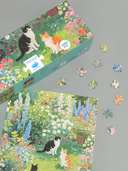 Momibook Garden Cat Gathering 1000 Piece Jigsaw Puzzle