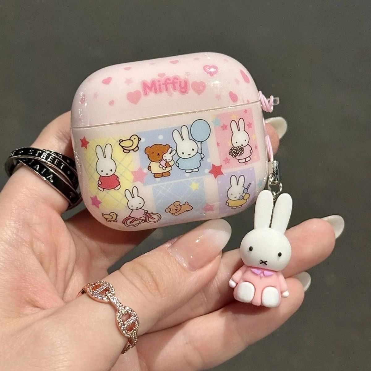 Kawaii Bunny AirPods Case with Charm