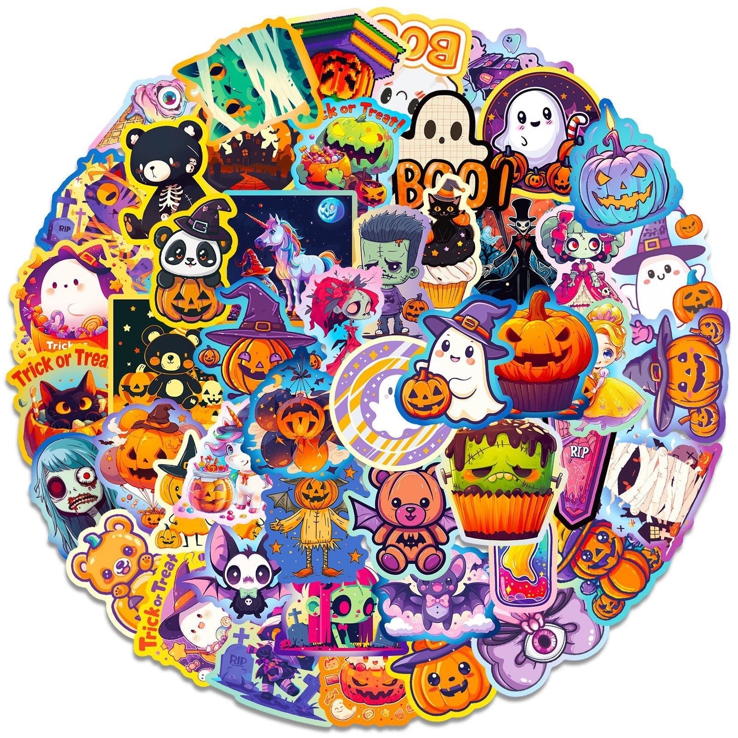 Halloween Pumpkin Bat Castle Graffiti Stickers - 50Pcs