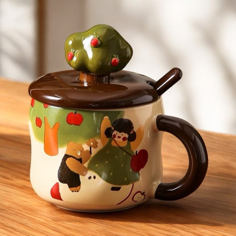 Tasse en céramique adorable en forme de pommier