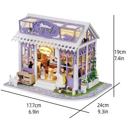 Cat Shop Miniature House – DIY Kit for Cat Lovers