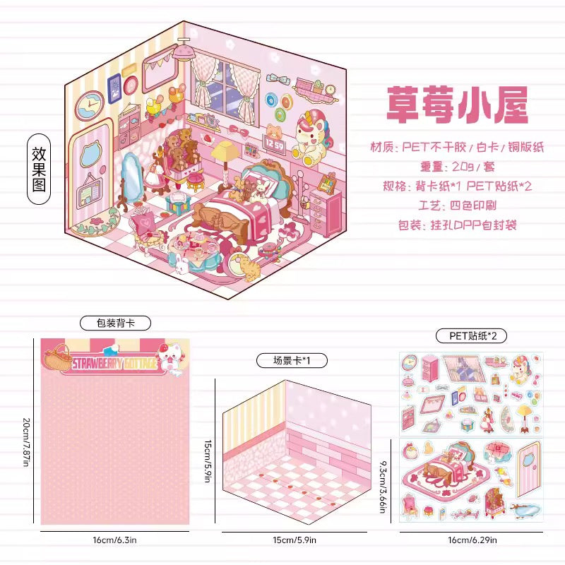 Kawaii Miniature Shop Sticker Set – 3D Puffy Stickers for DIY & Crafts