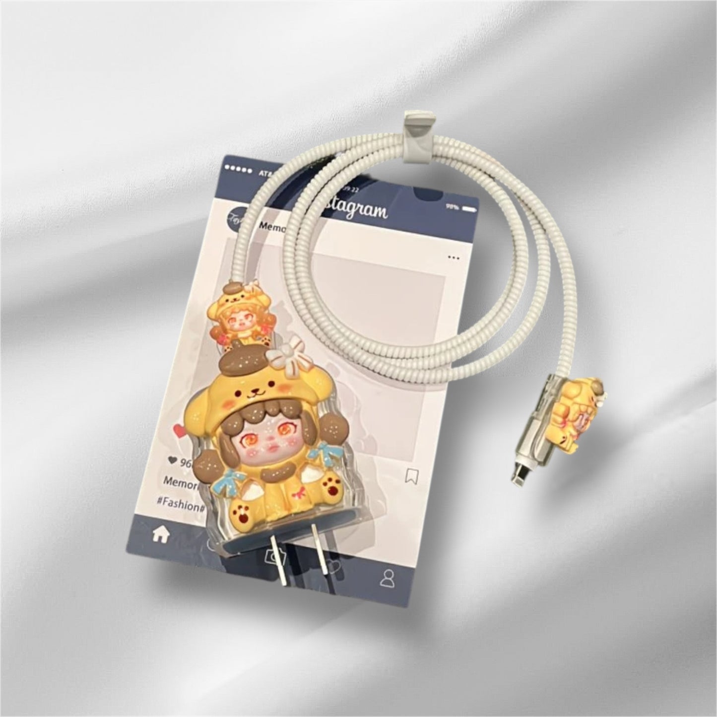Kawaii Doll Charging Cable Protector Set – 3D Cute Plug Cover