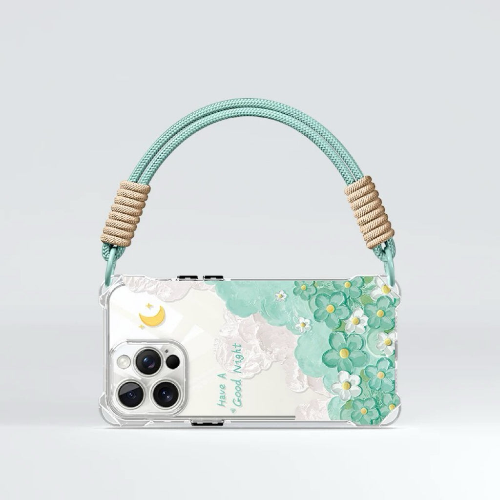 Étui de téléphone à lanières à motif floral de rêve
