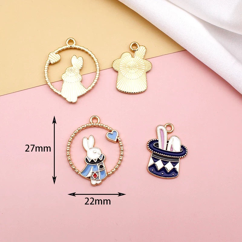 12 Pcs Alloy Enamel Cartoon Charms for DIY Jewelry Making