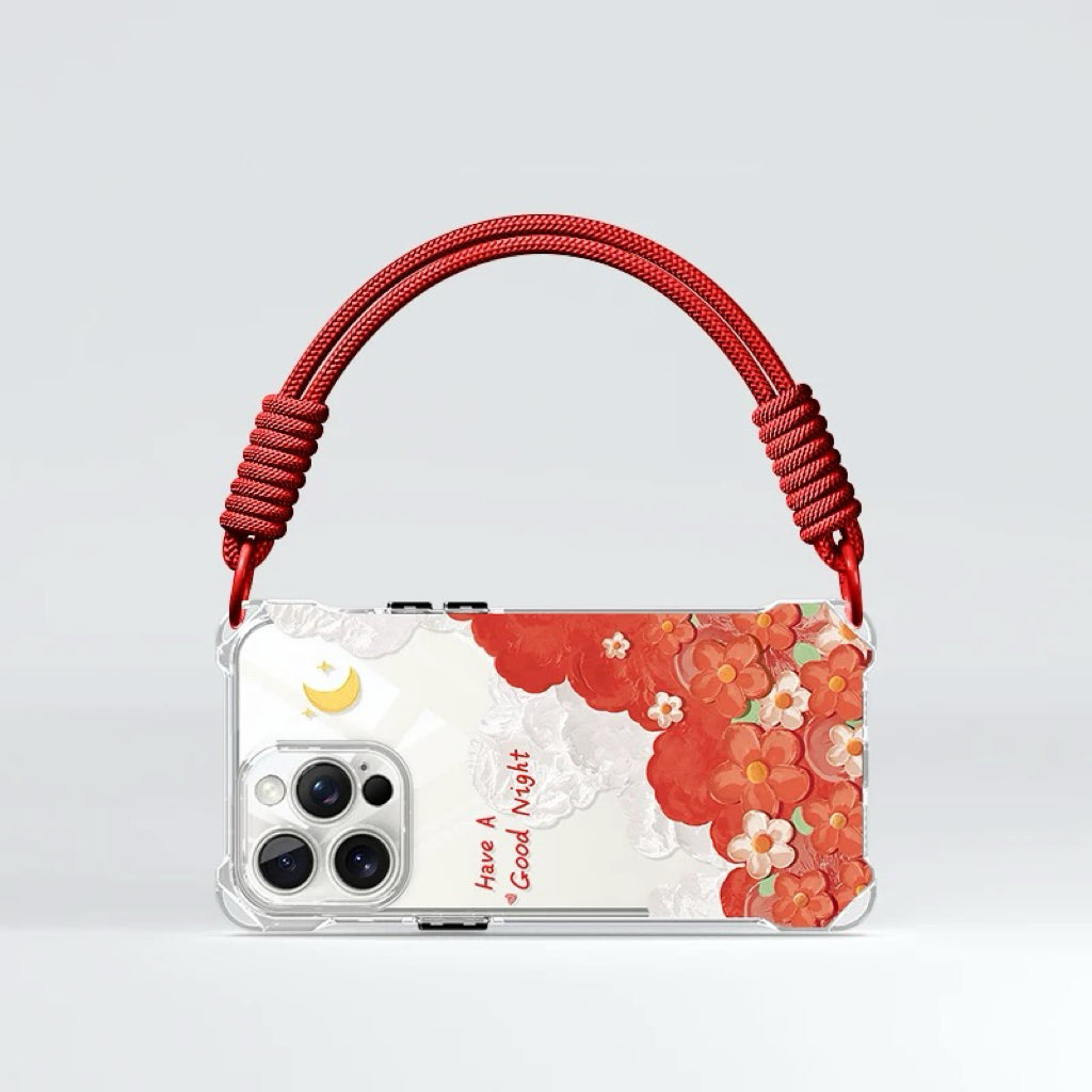Étui de téléphone à lanières à motif floral de rêve