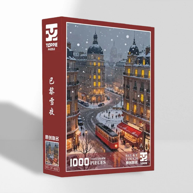 Paris Snow Night 1000 Piece Puzzle Toppie