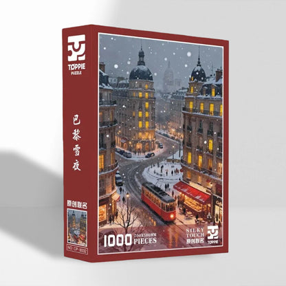 Paris Snow Night 1000 Piece Puzzle Toppie