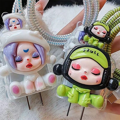 Cute 3D Doll Charging Cable Cover – Kawaii USB Plug Protector