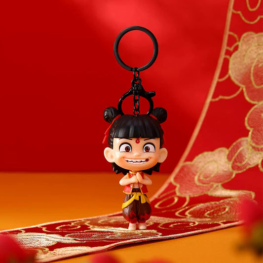 Nezha & Ao Bing Keychain Set – Chinese Mythology Figure Keychains, Cute Anime Bag Charms