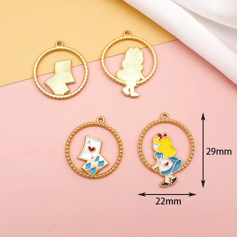 12 Pcs Alloy Enamel Cartoon Charms for DIY Jewelry Making