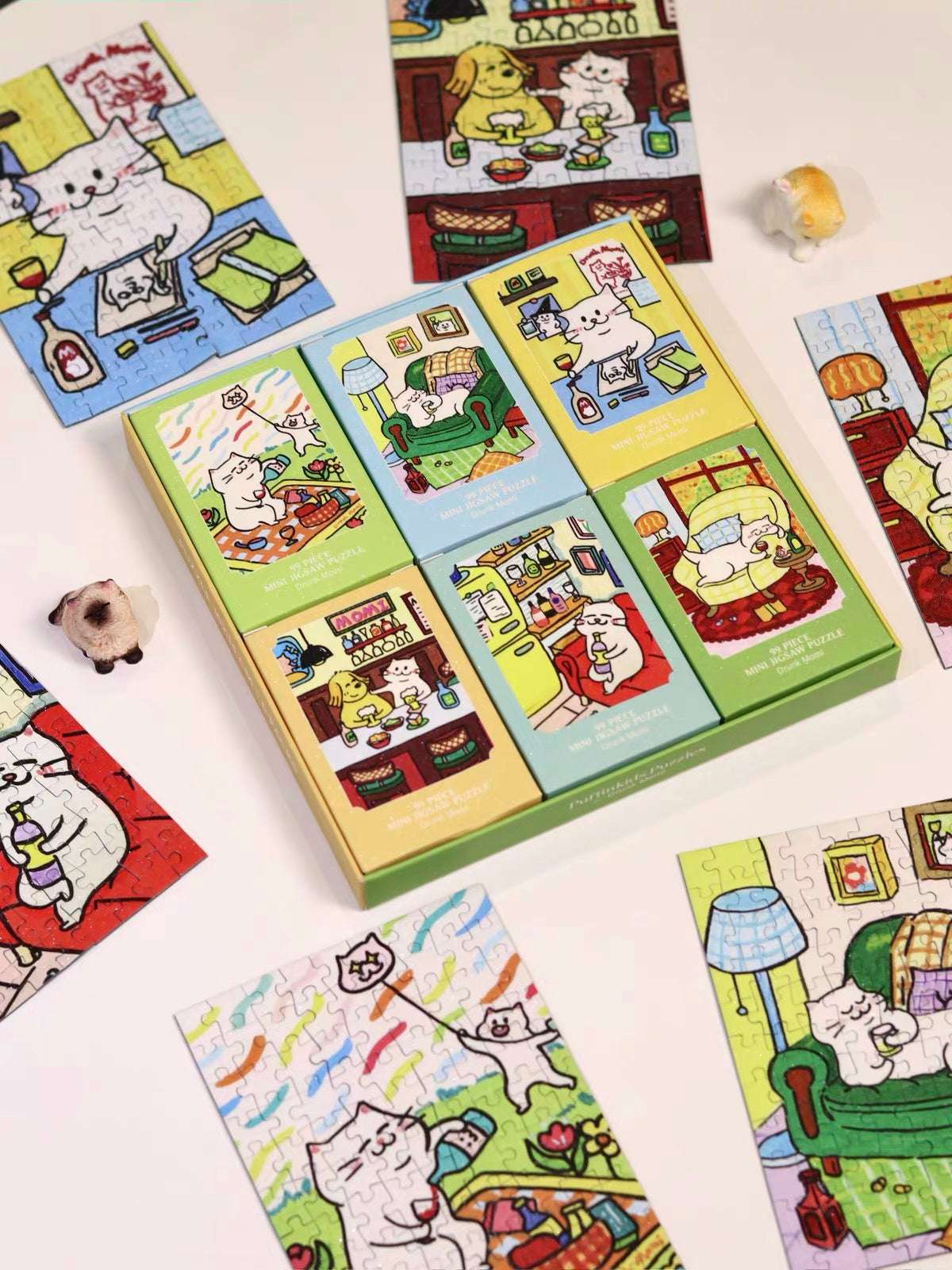 Puffinkids Drunk Momi Second Edition 6 x 99 Piece Mini Jigsaw Puzzle Set Puffinkids