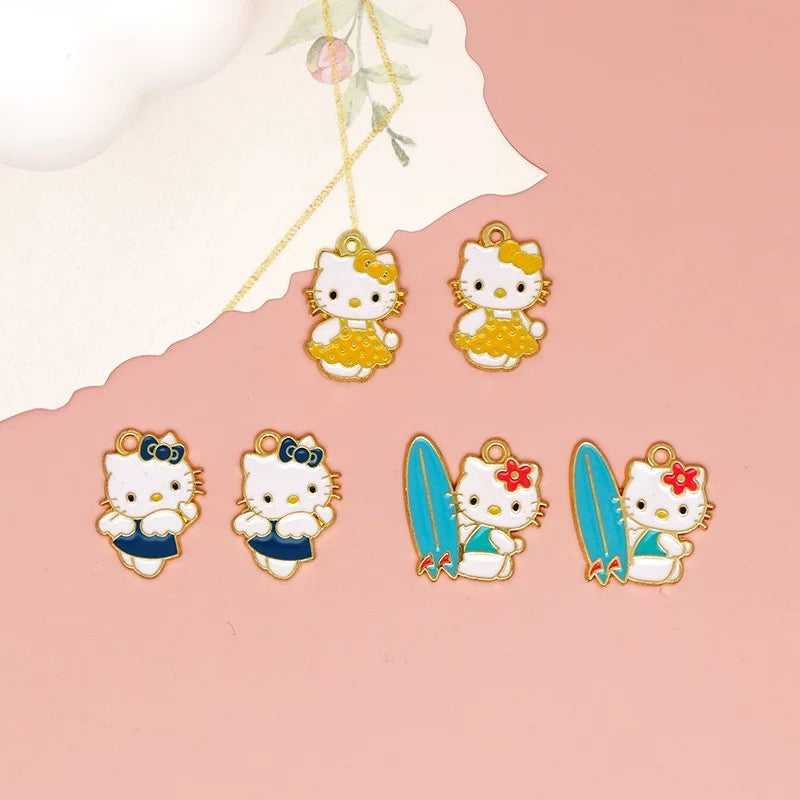 Cheerful Kitty Alloy Charms for Jewelry Making