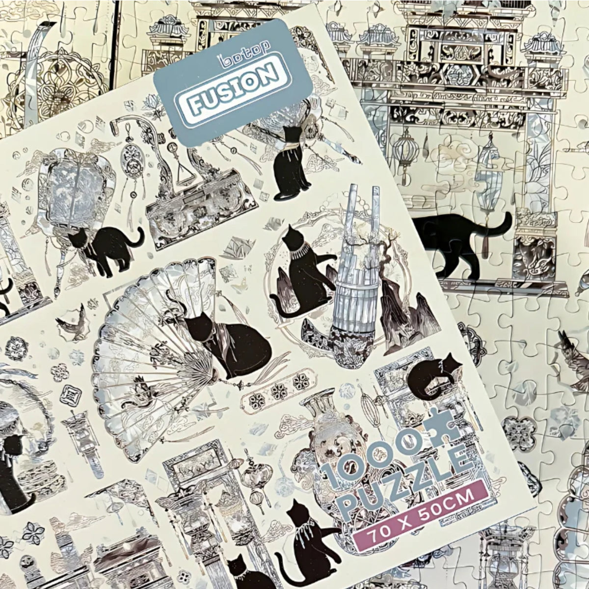 Botop Fusion Qing Dynasty Black Cat 1000 Piece Jigsaw Puzzle