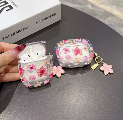 Floral Clear AirPods Case with Daisy Charm – Cute Transparent Protective Cover