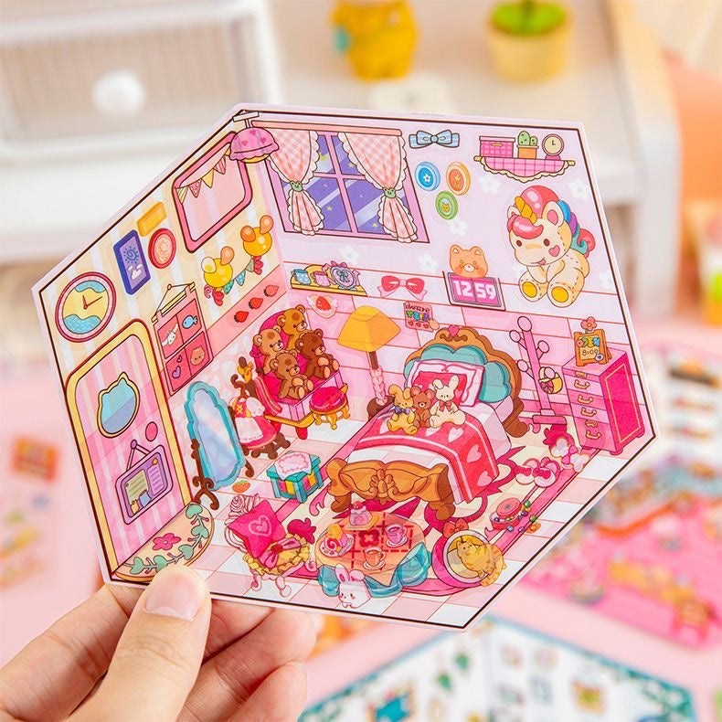Kawaii Miniature Shop Sticker Set – 3D Puffy Stickers for DIY & Crafts