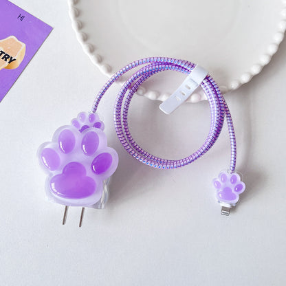 Kawaii Pink Cat Paw Cable Protector – Cute iPhone Cable Cover