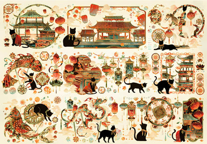 Botop Fusion Tang Dynasty Black Cat 1000 Piece Jigsaw Puzzle