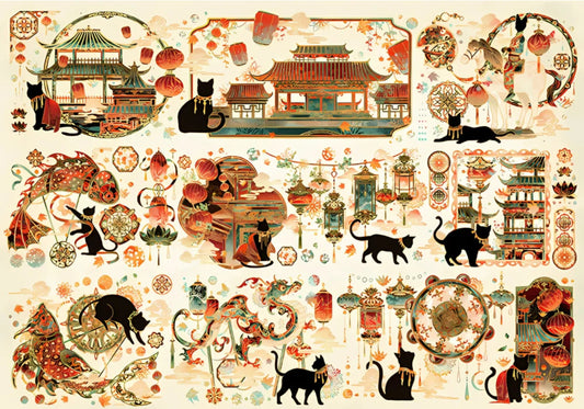 Botop Fusion Tang Dynasty Black Cat 1000 Piece Jigsaw Puzzle