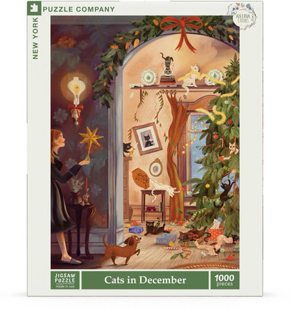 Cats in December 1000 Piece Jigsaw Puzzle New York Puzzle Company