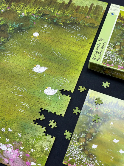 Spring Ducks by Bamboo Fence 1000 Piece Jigsaw Puzzle Tutu Dingdang