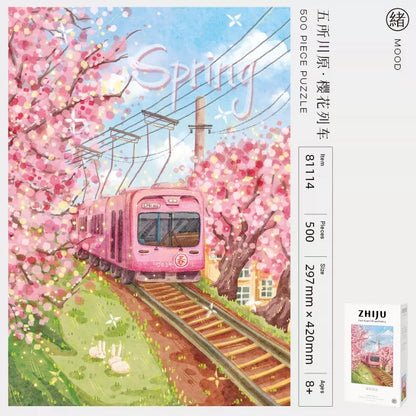 Goshogawara Sakura Train 500 Piece Jigsaw Puzzle
