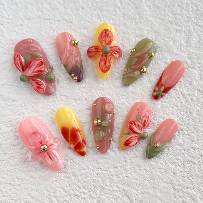 Vibrant Floral Garden Press-on Nails