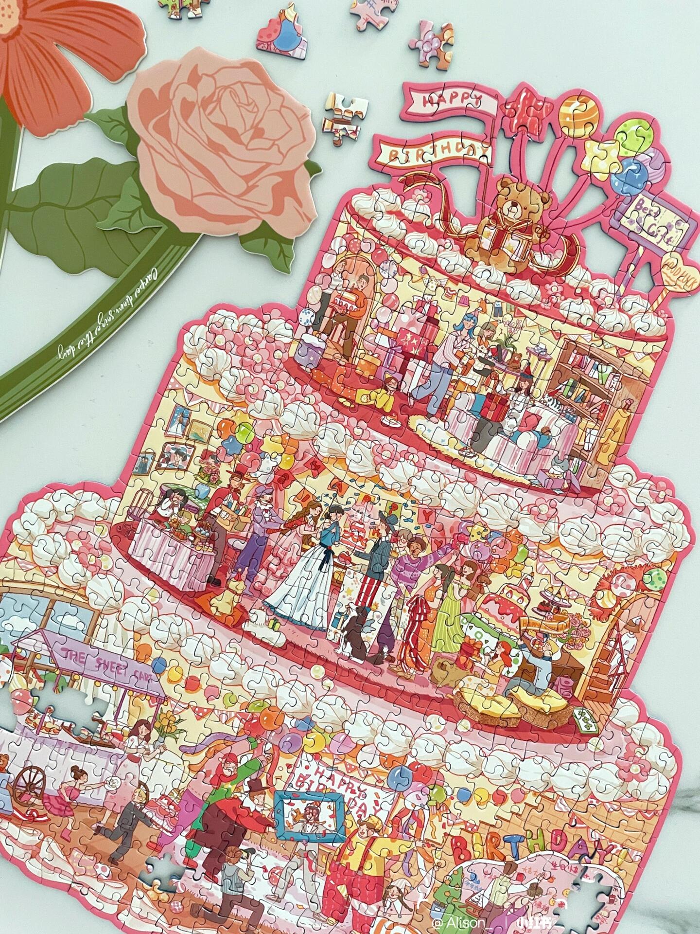 Momibook Birthday Cake Puzzle – 481 Irregular Pieces