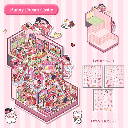 Kawaii Miniature Scene Stickers – 3D DIY for Scrapbooks & Journals
