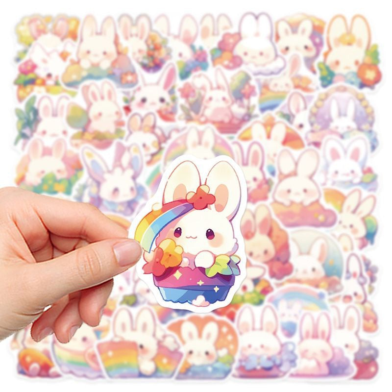 Kawaii Rainbow Bunny Stickers 50 Pcs V Boutique Studio