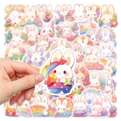 Kawaii Rainbow Bunny Stickers 50 Pcs V Boutique Studio