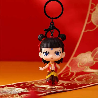 Nezha & Ao Bing Keychain Set – Chinese Mythology Figure Keychains, Cute Anime Bag Charms
