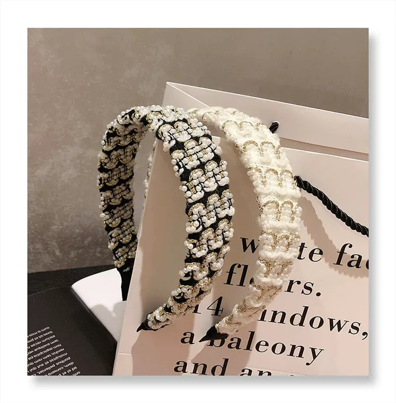 Bandeau tissé en perles et paillettes