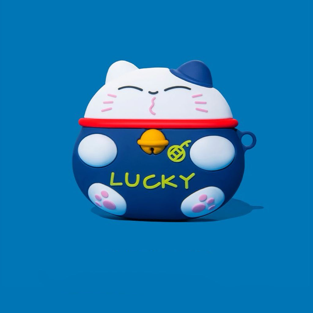 Lucky Cat AirPods Case – Kawaii 3D Silicone Protective Cover