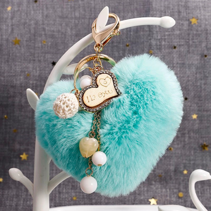 Cute Fluffy Heart Keychain – Love-Inspired Bag Charm