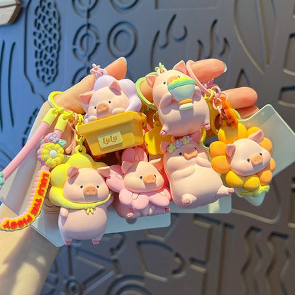 Kawaii Flower Pig Keychain